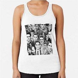 KJ Apa Collage B&W Racerback Tank Top