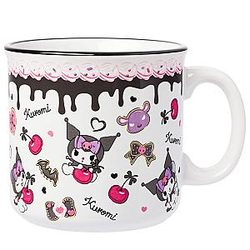 Sanrio Hello Kitty and Friends Kuromi Cherry Black Heart Ceramic Camper Mug, 20 Ounces