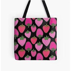 Kuromi Strawberry I background All Over Print Tote Bag