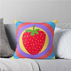 Kuromi Strawberry Circle Classic Art by LD Throw Pillow