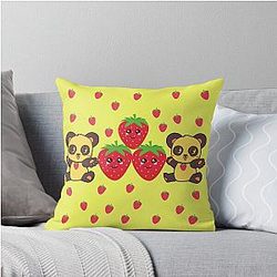 Kuromi Strawberry Panda Classic Art by LD Throw Pillow