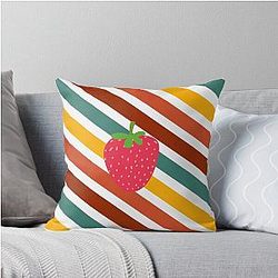 Kuromi Strawberry Color Lines Classic Art by LD Throw Pillow