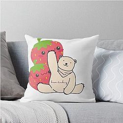 Kuromi strawberry design art with bear throw pillow