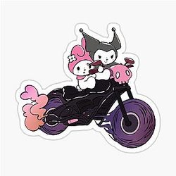 Kuromi and My Melody on Bike Sticker