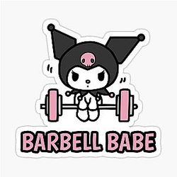Barbell Babe Kuromi Deadlift Weightlifting - Funny Gym Fitness Meme for Cheeky Women Sticker
