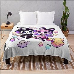 My Melody Kuromi Little Witches Halloween Throw Blanket