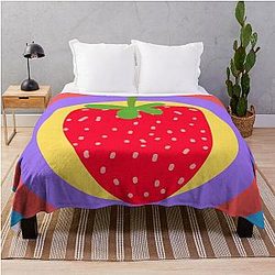 Kuromi Strawberry Color Classic Art Throw Blanket