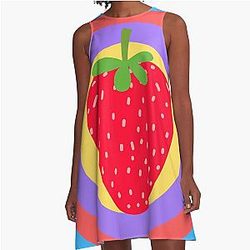 Kuromi Strawberry Color Circle Classic A-Line Dress