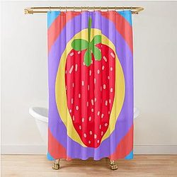 Kuromi Strawberry Color Circle Classic Art Shower Curtain