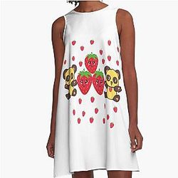 Kuromi Strawberry Double Panda Classic Art by LD A-Line Dress