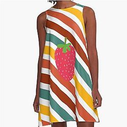 Kuromi Strawberry Color Lines Classic Art by A-Line Dress