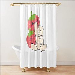 Kuromi Strawberry Design Art with Bear Shower Curtain