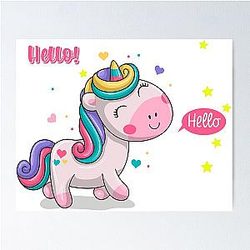 Kuromi Strawberry Hello Unicorn Classic Art Poster