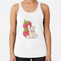 Kuromi Strawberry Design Art with Bear Racerback Tank Top