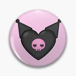 Kuromi Heart Skull Sticker Pin
