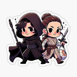 Kylo Ren and Rey Skywalker Chibi Sticker