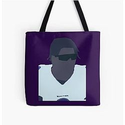 Lamar Jackson Drawing All Over Print Tote Bag