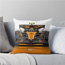 Many Lando Norris 2025 Formula 1 McLaren Racing Car Throw Pillow