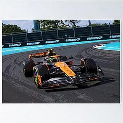 Lando Norris on his way to first victory during 2024 Miami Grand Prix Poster