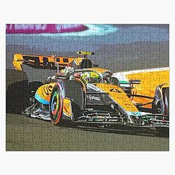 Lando Norris racing in his 2023 race car