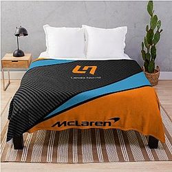 F1 2025 Lando Norris Carbon Fibre Black Orange and Blue Throw Blanket