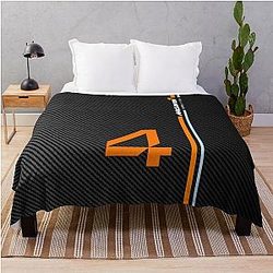F1 2025 Lando Norris Carbon Fibre Black Orange Throw Blanket