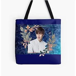 Lee Min Ho Blue Flowers All Over Print Tote Bag