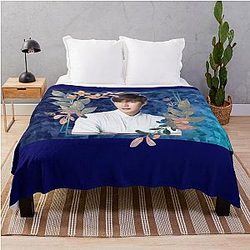 Lee Min Ho Blue Flowers Throw Blanket