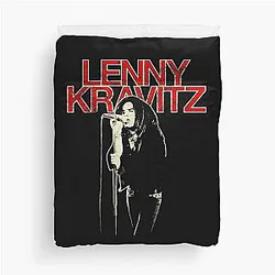 Lenny Kravitz Red Logo Mic Pose T-Shirt Duvet Cover