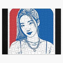 LE SSERAFIM Kazuha Sketch Silhouette Blue Jigsaw Puzzle