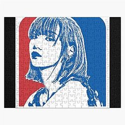 LE SSERAFIM Chaewon Sketch Silhouette Blue Red Jigsaw Puzzle