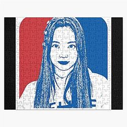 LE SSERAFIM Eunchae Sketch Silhouette Blue Red Jigsaw Puzzle