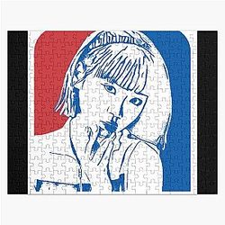 LE SSERAFIM Chaewon Sketch Silhouette Blue Red Jigsaw Puzzle