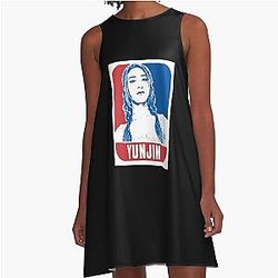 LE SSERAFIM Yunjin Sketch Silhouette A-Line Blue Red Dress