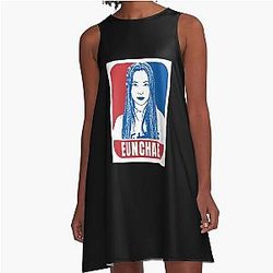 LE SSERAFIM Eunchae Blue and Red A-Line Dress