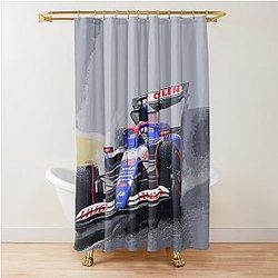 Liam Lawson racing in the rain at 2024 Brazilian Grand Prix Interlagos watercolor Shower Curtain