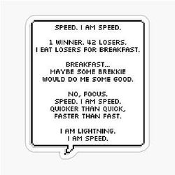 Lightning McQueen Cars Speed Monologue Sticker