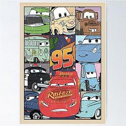 Vintage Cars Movie Poster Lightning McQueen Friends Poster