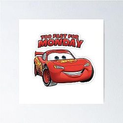 Lightning McQueen Car Sticker, Pixar-Inspired Design Poster