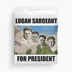 F1 Driver Logan Sargeant for President on Mount Rushmore Duvet Cover