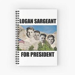 F1 Driver Logan Sargeant For President On Mount Rushmore Spiral Notebook