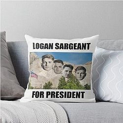 F1 Driver Logan Sargeant for President on Mount Rushmore Throw Pillow
