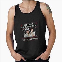 All I Want for Christmas Is Biscuits and Whores Lonesome Dove Movie Cowboy Ugly Sweater Tank Top