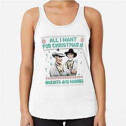 All I Want For Christmas Is Biscuits and Whores Lonesome Dove Movie Funny Western Cowboy Tank Top