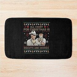 All I Want for Christmas Is Biscuits and Women Cowboy Movie Western Ugly Funny Movie Lonesome Dove Bath Mat
