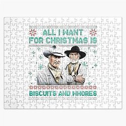All I Want for Christmas is Biscuits and Whores, Lonesome Dove Movie, Funny Western Cowboy Ugly Jigsaw Puzzle