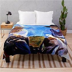 Leaving Lonesome Dove by Cowboy Artist Peter Nowell Throw Blanket