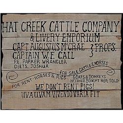 Lonesome Dove Metal Sign Hat Creek Cattle Company We Don't Rent Pigs Wall Decor Bar/Home/Outdoor 8x12 Inches