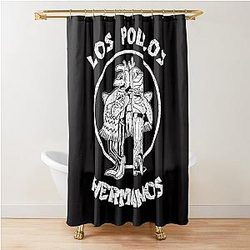 Los Pollos Hermanos Black Distressed Shower Curtain