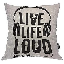 Moslion Music Pillows Rock Roll Festival Live Loud Guitar Throw Pillow Cover Case Accent Cotton Linen Home 18x18 Inch